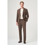 İmza Kahverengi Kırlangıç Yaka 6 Drop Slim Fit Tam Astar Esnek Takım Elbise 1001260148 - Koyu Kahverengi - 50