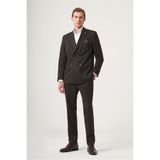 İmza Kahverengi Kırlangıç Yaka Çizgili Kruvaze 6 Drop Slim Fit Tam Astar Esnek Takım Elbise 1001260286
