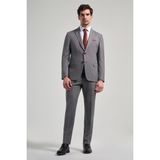 İmza Kendinden Desenli Bez Ayağı Mono Yaka Tam Astar Esnek 6 Drop Slim Fit Takım Elbise 1001250168 - Gri - 54
