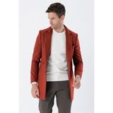 İmza Kiremit Kaşe Mono Yaka Kapitoneli Astar Slim Fit Dar Kesim Klasik Kaban 1008235171 - 48