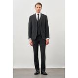 İmza Koyu Antrasit Bez Ayağı Mono Yaka Tam Astar Esnek 6 Drop Comfort Fit Takım Elbise 1001245900 - 46