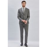 İmza Koyu Antrasit Düz Bez Ayağı 6 Drop Slim Fit Classic Esnek Takım Elbise 1001240173 - 48