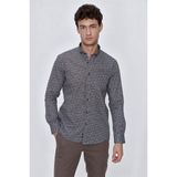 İmza Koyu Kahverengi Uzun Kol Gömlek Yaka Klasik Slim Fit Pamuklu Gömlek 1004225223