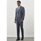 İmza Koyu Lacivert Desen Mono Yaka 6 Drop Comfort Fit Classic Takım Elbise 1001245160 - 56