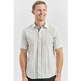 İmza Koyu Lacivert Kısa Kollu Armürlü Garnili Pamuklu Casual Slim Fit Gömlek 1004240244