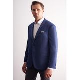 İmza Koyu Lacivert Mono Yaka Kareli Desen Esnek 4 Drop Comfort Fit Classic Ceket 1002255156 - Regular Fit - 58