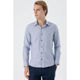 İmza Koyu Lacivert Uzun Kollu Armürlü Cepsiz Pamuklu Slim Fit Gömlek 1004235168