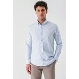 İmza Koyu Mavi Uzun Kollu Oxford Cepsiz %100 Pamuk Klasik Slim Fit Dar Kesim Gömlek 1004240188