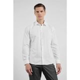İmza Krem Rengi Sert Yaka Uzun Kol Cepsiz Slim Fit Pamuklu Gömlek 1004255913