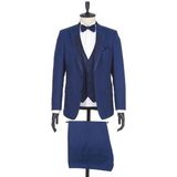 İmza Lacivert Gabardin Mono Yaka Astarlı Yelekli 6 Drop Slim Fit Dar Kesim Smokin Damatlık 1001190166 - 46