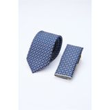 İmza Lacivert-Gri Desenli 7 Cm Kravat 1090260126