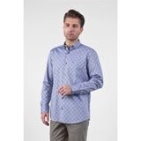 İmza Lacivert-Mavi Düğmeli Yaka Uzun Kol Cepli Comfort Fit %100 Pamuk Gömlek 1004260173 - Lacivert - Mavi - 2XL