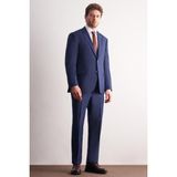 İmza Lacivert Mono Yaka Kendinden Çizgili Desen Esnek 4 Drop Comfort Fit Classic Takım Elbise 1001255159 - 50