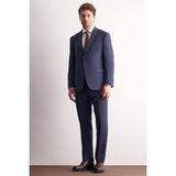 İmza Lacivert Mono Yaka Kendinden Desenli Esnek Bel 4 Drop Comfort Fit Takım Elbise 1001255169 - 48