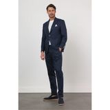İmza Lacivert Mono Yaka Keten 6 Drop Slim Fit Yarım Astar %100 Keten Takım Elbise 1001260164 - 54