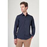 İmza Lacivert Sert Yaka Uzun Kol Cepsiz Slim Fit Esnek Su Itici Gömlek 1004260234 - XL