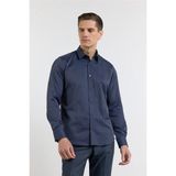 İmza Lacivert Sert Yaka Uzun Kol Cepsiz Slim Fit Pamuklu Gömlek 1004255228 - Koyu Lacivert - 2XL