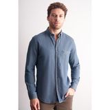 İmza Lacivert - Vizon Uzun Kol Düğmeli Yaka Kendinden Desenli %100 Pamuk Slim Fit Gömlek 1004255199 - XL