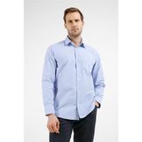 İmza Mavi - Beyaz Kareli Desen Sert Yaka Uzun Kol Cepli Comfort Fit Pamuklu Gömlek 1004255207 - XL