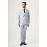 İmza Mavi Kırlangıç Yaka Kruvaze 6 Drop Slim Fit Tam Astar Esnek Takım Elbise 1001260902 - 58