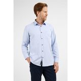 İmza Mavi - Lacivert Çizgili Desen Sert Yaka Uzun Kol Cepli Comfort Fit Pamuklu Gömlek 1004255276 - 2XL