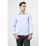 İmza Mavi Sert Yaka Uzun Kol Cepsiz Slim Fit %100 Pamuk Gömlek 1004260324 - Koyu Mavi