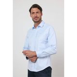 İmza Mavi Sert Yaka Uzun Kol Cepsiz Slim Fit Pamuklu Gömlek 1004260213