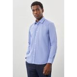 İmza Mavi Sert Yaka Uzun Kol Filafil Slim Fit Pamuklu Gömlek 1004260008 - Acık Mavi - XL