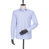 İmza Mavi Uzun Kollu Filafil Sert Yaka Cepsiz Pamuklu Basic Slim Fit Dar Kesim Gömlek 1004240008 - 2XL