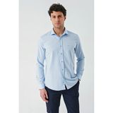 İmza Mavi Uzun Kollu Oxford Cepsiz Pamuklu Klasik Slim Fit Dar Kesim Gömlek 1004240235