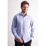 İmza Mavi Yarım Italyan Yaka Uzun Kol Premium Slim Fit %100 Pamuk Gömlek 1004255194 - 2XL