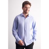 İmza Mavi Yarım Italyan Yaka Uzun Kol Premium Slim Fit %100 Pamuk Gömlek 1004255194