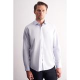 İmza Mavi Yarım Italyan Yaka Uzun Kol Premium Slim Fit %100 Pamuk Gömlek 1004255197 - XL