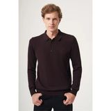 İmza Mor Polo Yaka Uzun Kol Örme Comfort Fit Pamuklu Kazak 1012265007 - Açık Mor - 3XL