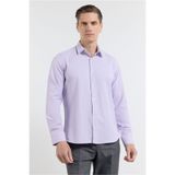 İmza Mor Sert Yaka Uzun Kol Cepsiz Slim Fit Pamuklu Gömlek 1004255284