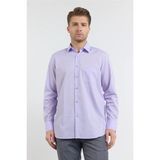 İmza Mor Sert Yaka Uzun Kol Easy To Iron Comfort Fit Pamuklu Gömlek 1004255182 - Açık Lila - 3XL