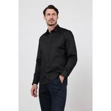 İmza Sert Yaka Uzun Kol Cepsiz Saten Slim Fit %100 Pamuk Gömlek 1004260424 - Siyah - XL