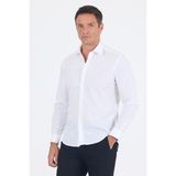 İmza Sert Yaka Uzun Kol Filafil Slim Fit Pamuklu Gömlek 1004260008 - Beyaz