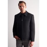 İmza Siyah Berberi Yaka Tam Astar Classic Slim Fit Esnek Kaşe Mont 1007255121 - 56
