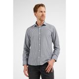 İmza Siyah - Beyaz Çizgili Desen Italyan Yaka Uzun Kol Cepsiz Slim Fit Pamuklu Gömlek 1004255217 - XL