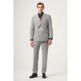 İmza Siyah-Beyaz Kırlangıç Yaka Kruvaze 6 Drop Slim Fit Tam Astar Esnek Takım Elbise 1001260902 - Siyah - Beyaz - 50