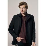 İmza Siyah Dik Yaka Tam Astar Classic Slim Fit Esnek Kaşe Kaban 1008255150