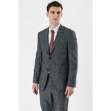 İmza Siyah Ekoseli Mono Yaka Likralı 6 Drop Comfort Fit Rahat Kesim Klasik Takım Elbise 1001240165 - 48