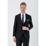 İmza Siyah Gabardin Kırlangıç Yaka 6 Drop Slim Fit Dar Kesim Basic Takım Elbise 1001240011 - 48