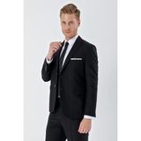 İmza Siyah Gabardin Kırlangıç Yaka 6 Drop Slim Fit Dar Kesim Basic Takım Elbise 1001245011 - 46