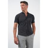 İmza Siyah Italyan Yaka Kısa Kol Cepsiz Slim Fit Esnek Gömlek 1004260159
