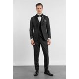 İmza Siyah Kılıç Yaka Düz Desen 6 Drop Slim Fit Esnek Takım Elbise 1001260292 - 46