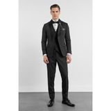İmza Siyah Kılıç Yaka Düz Desen 6 Drop Slim Fit Esnek Takım Elbise 1001260292 - 48