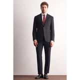 İmza Siyah Kırlangıç Yaka Çizgili Desen Slim Fit 6 Drop Takım Elbise 1001255166 - 56