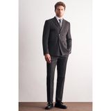 İmza Siyah Kırlangıç Yaka Çizgili Kruvaze 6 Drop Slim Fit Tam Astar Esnek Takım Elbise 1001255153 - 52